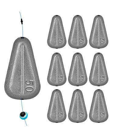 Thkfish fishing accessories set weights fishing sinker no roll sinkers lead weight no snag flat inline sinker for waller-rigs 10pcs/5pcs a-1.8oz (50g) -10pcs