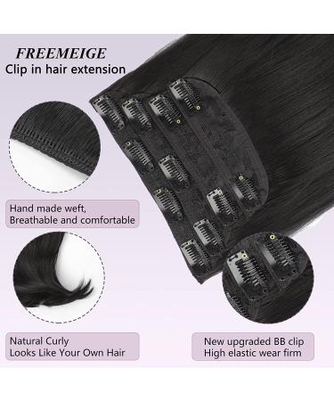 Freemeige Black Clip in Hair Extensions for Women - 20 Inch Straight Layered Synthetic Heat Resistant Hair Extensions for Daily Wear - Buy Online on GoSupps.com