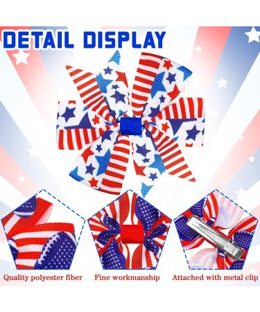 Patriotic Hair Bows Clips - 4th of July Independence Day Hair Accessories - Set of 24 - American Flag Design - Buy Online on GoSupps.com