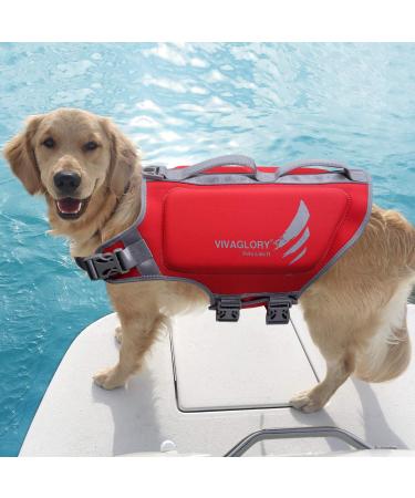 Vivaglory Dog Lifeguard Vest - Skin-Friendly Neoprene for Large Dogs | Quick Lock & D-Ring | Red L (64-71cm Chest) - Buy Online on GoSupps.com