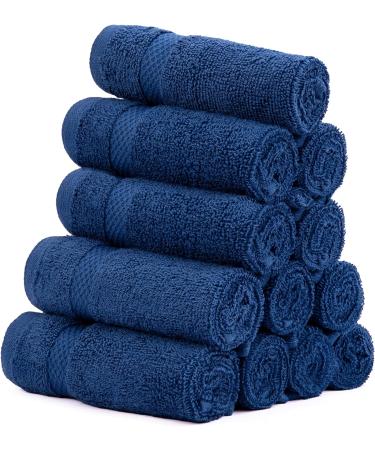 AKTI Premium Cotton Wash Cloths 12 Pack - 13x13 Inches - 520 GMS - Durable, Quick Dry & Extra Absorbent - Navy Washcloths for Home, Spa, Hotel, Bathroom & Kitchen - Buy Online on GoSupps.com