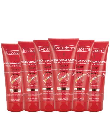 Evoluderm EVOLUDERM - Color Detangling & Regenerating Conditioner - 200 ml - 99% natural origin - Made in France - Pack of 6 x 200 ml