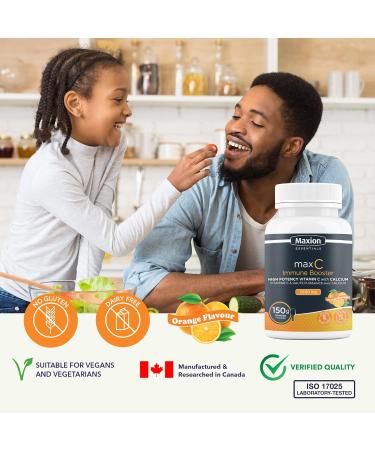 Maxion Vitamin C 2000mg with Calcium Supplement to Support the Immune System and Healthy Bones Cartilage Teeth and Gums Orange Flavour 150g Powder - Buy Online on GoSupps.com