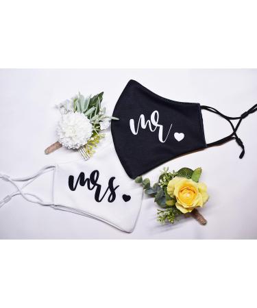 Wedding Party Face Mask Mr Mrs Mask for Bridal Party Wedding Photoshoot Mask Bride and Groom Mask 1x Mr (Black) 1x Mrs (White) - Buy Online on GoSupps.com