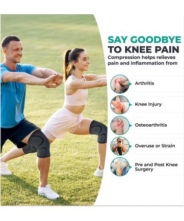 Modvel Knee Brace Set for Men & Women - 2 Pack Compression Sleeve for Knee Pain, Meniscus Tear, ACL & Arthritis Relief - Knee Support Brace - Buy Online on GoSupps.com