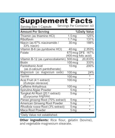 That Good Energy Natural Supplements for Women & Men | All Day Energy & Focus Pills | Sugar Free Keto Friendly B Vitamins - Made in USA - 60 Count - Buy Online on GoSupps.com