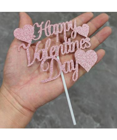 Valentine's Day Cake Topper Heart Cake Topper Romantic Rose Gold Cake topper Glitter Cake Decorative Party Cake Decoration for Valentine's Day C-pink-valentine's Day - Buy Online on GoSupps.com