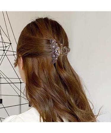 CROWN GUIDE Vintage Rhinestone Hair Claw | Crystal Jaw Clip for Women | Decorative Flowers Barrette | Purple Alloy Hair Clasp | Pack of 1 - Buy Online on GoSupps.com