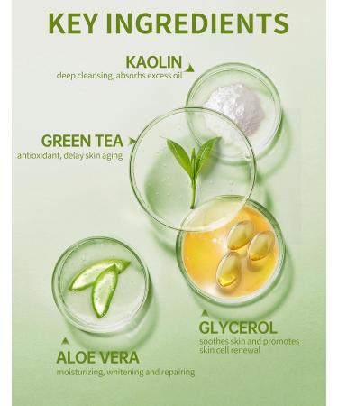  Erinde Erinde Green Tea Deep Cleanse Mask 10 x 5g Pore-Free Clay Facial Mask Green Tea Clay Mask Deep Cleansing Mask for Deep Cleansing Detoxification and - Buy Online on GoSupps.com