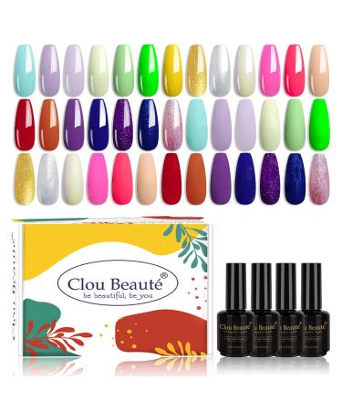 Clou Beaute 20pcs Colors Gel Nail Polish Set Soak Off UV LED Nail Gel Polish Art Varnish Gift Box Set Pack of 5ml begainner Gel Polish Set S22-13 CB-S22-13