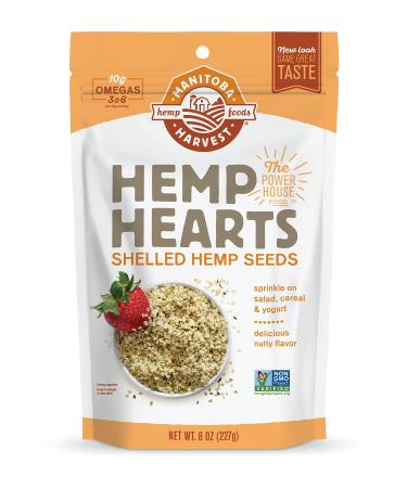 Hemp Seeds, 8oz (Pack of 2) 10g Plant Based Protein, 12g Omega 3 & 6 per Serving | Perfect for smoothies, yogurt, salad | Non-GMO, Vegan, Keto, Paleo, Gluten Free | Manitoba Harvest 8 Ounce (Pack of 2)