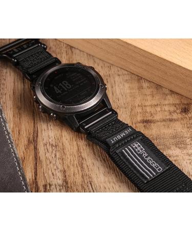 Garmin Watch Band: Super Rugged Nylon Sports Strap for fnix/Forerunner/Vivoactive/MARQ/D2 Series - Black 26MM, Small Size - Buy Online on GoSupps.com