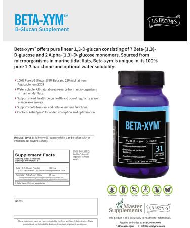 USAEnzymes BETA-XYM 31 Vegetable Capsules - Supports Heart, Colon Health & Bowel Regularity - 31 Count - Buy Online on GoSupps.com
