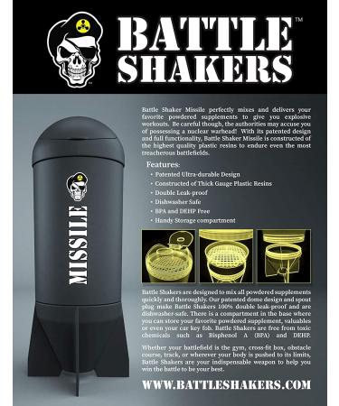 Battle Shakers Missile Shaker Cup | 20 Oz Leak-Proof Protein Cup with Storage | Dishwasher Safe & BPA Free Sports Bottle - Buy Online on GoSupps.com
