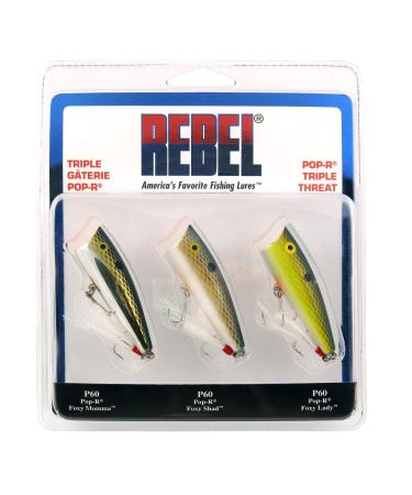 Rebel Lures Pop-R Topwater Popper Fishing Lure Triple Threat 3 Pack Pop-r (1/4 Oz)