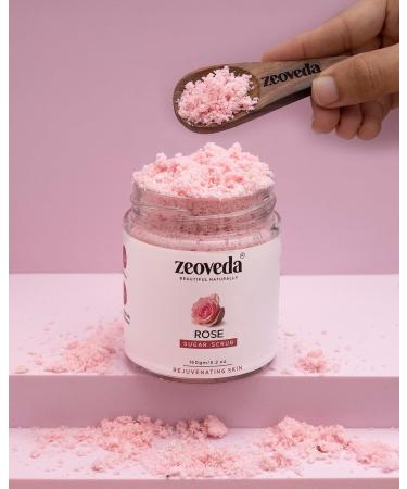Organic Rose Face & Body Sugar Scrub | Deep Exfoliation Removes Blackheads & Whiteheads | Natural SLES & Paraben Free | All Skin Types (150g - Buy Online on GoSupps.com