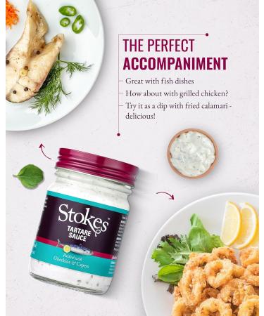 Stokes Real Tartare Sauce 3PK Smooth & Creamy Tartare Sauce Perfect For Fish Dishes Award Winning Gluten Free Tartare Sauce Made With Gherkins & Capers Beautifully Balanced Flavour 200g Glass Jar - Buy Online on GoSupps.com