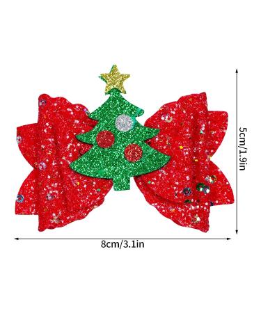 8pcs Christmas Hair Clip Set - Festive Sequined Bow Santa Claus Elk Snowflake Christmas Tree Hair Accessories for Girls Party - Buy Online on GoSupps.com