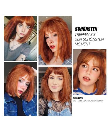 Testar 14 inch Orange Bob Wig for Women | Synthetic Heat-Resistant Ginger Wig for Cosplay & Daily Use - Buy Online on GoSupps.com