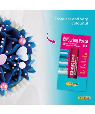 DECOCINO Color Paste Blue - 25 g - Food colouring ideal for colouring cakes fondant and creams - AZO-free gluten-free and vegan - Buy Online on GoSupps.com