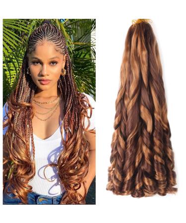 8 Packs French Curly Braiding Hair 22 Inch Loose Wave Spiral Curly Crochet Hair for Black Women Pre Stretched Braiding Hair with Curly Ends (22 inch 33-30) 22 Inch(pack of 8) 33-30