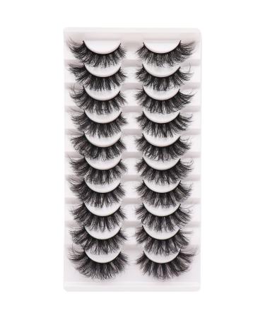 Veleasha Lashes Fluffy Wispy Faux Mink Eyelashes Criss-cross False Lashes 10 Pairs Pack Fake Eyelashes for Women (Y51)