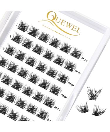 Eyelashes Individual Quewel individual eyelashes lashes natural mat mega d curl 8mm eyelash segments wide foundation individual eyelashes for eyes makeup diy eyelash extensions (fluffy-d-8) 1 piece (1 Pack) mat mega-d-8mm
