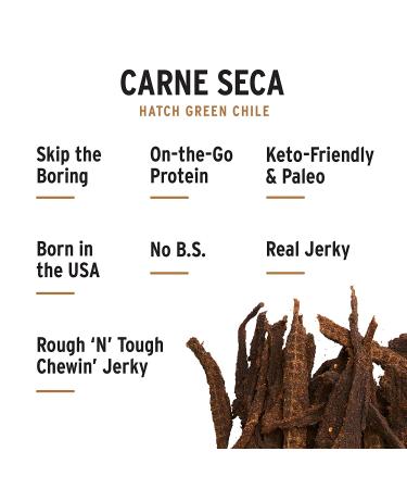 Peoples Choice Beef Jerky - Carne Seca with New Mexico Hatch Green Chile - 1lb Bag, Sugar Free, Zero Carb, High Protein Snack - Gluten Free & Keto Friendly - Buy Online on GoSupps.com