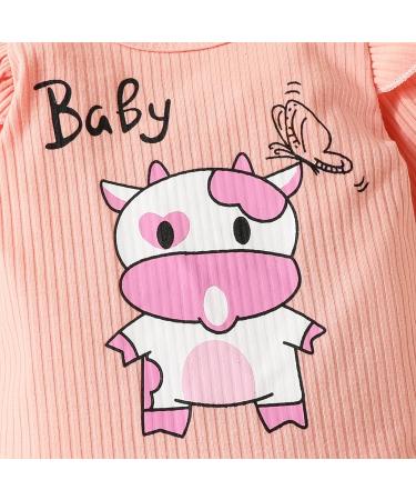 UUAISSO Baby Girls Cow Print Long Sleeve Top and Pants Set - Infant Outfit for 3-6 Months | Pink Milk - Buy Online on GoSupps.com