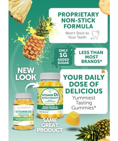 Lunakai Vitamin D3 and Vitamin B12 Gummies Bundle - Immunity Bone and Mood Support VIT D3 2000IU Supplement - 3000mcg Methylcobalamin High Absorption Energy Gummy - Buy Online on GoSupps.com