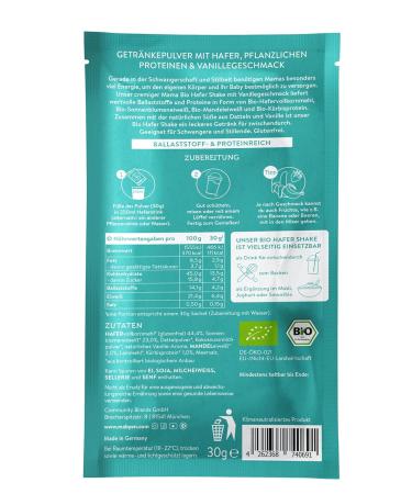 Mabyen Mama Bio Hafer Shake Vanilla | Vegan Gluten-Free Sugar-Free | Protein-Rich Oat Drink for Pregnancy & Lactation | 16x30G Organic Ingredients - Buy Online on GoSupps.com