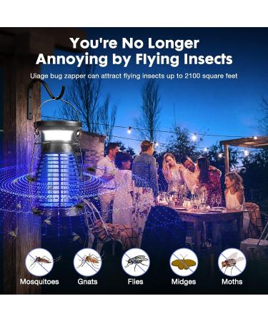 Uiage Bug Zapper - Solar & Rechargeable Mosquito Zapper - 4200V High Powered Electric Fly Trap - Waterproof Bug Killer Lantern for Camping, Patio, Yard, Home - Buy Online on GoSupps.com