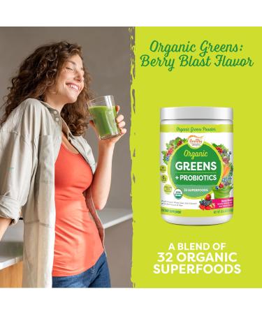 Healthy Delights Naturals - Organic Greens + Probiotics Powder - Naturally Boost Energy - USDA Organic - Delicious Berry Flavored - 30 Servings - Buy Online on GoSupps.com