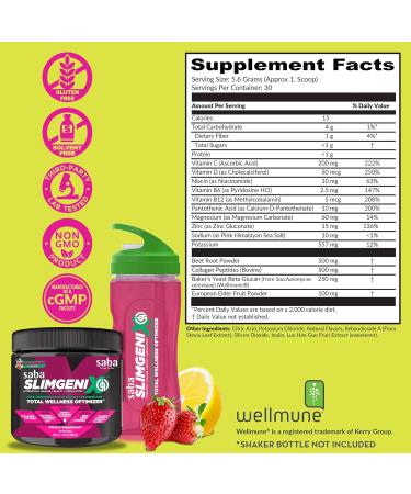 Saba SlimGenix IQ | 4-in-1 Hydration & Immune Support Drink Mix | Berry Lemonade Flavor | 30 Servings for Beauty & Circulation - Buy Online on GoSupps.com