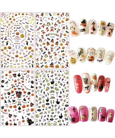 Kalolary 12 Sheets Halloween Nail Art Stickers Decals DIY Self-Adhesive Nail Sticker Decals Nail Art Tips Stencil Nail Decorations for Halloween Party Include Pumpkin/Bat/Ghost/Witch etc - Buy Online on GoSupps.com