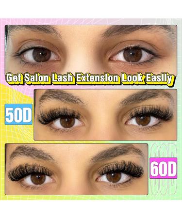 ALICE Fluffy Volume Lash Clusters Individual Lashes DIY Eyelash Extensions 200Pcs Eyelash Clusters(50D+60D 10-18mm D Curl) C - Fluffy 50D+60D - Buy Online on GoSupps.com