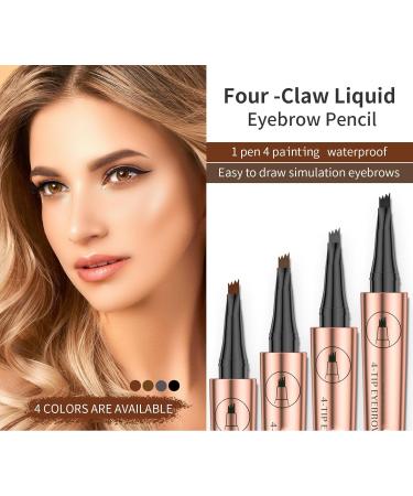 Eyebrow Pencil 4-Point Fork Tip Waterproof Eyebrow Pencil Long Lasting Creates Natural Eyebrow Shape Suitable for Professional Makeup and Beginners (1) - Buy Online on GoSupps.com