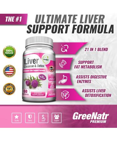 GreeNatr Liver Cleanse Detox & Repair Formula - 60 Count for Optimal Liver Health Support - Buy Online on GoSupps.com