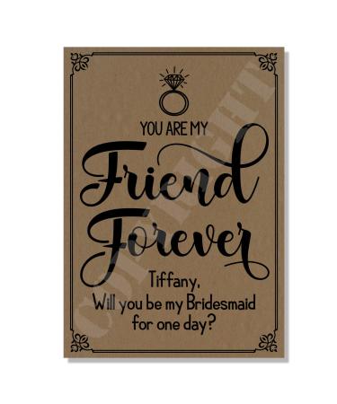 Funny Will You Be My Bridesmaid Maid Matron Matron Flower Girl Merines Usher Mate Page Boy Ringritern (Friend Forever Kraft Paper 280 G/M ) Friend Forever Kraft paper 280 g/m