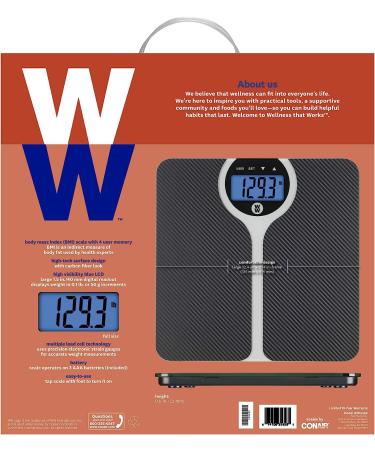 Conair Carbon Fiber Design BMI Bathroom Scale | 400 Lbs. Capacity, Blue Backlight - Buy Online on GoSupps.com