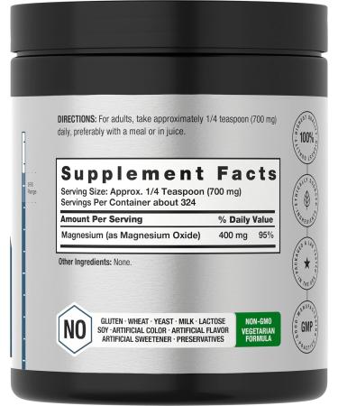 Horb ach Magnesium Oxide Powder | 400mg | 8 Ounces (227 g) | Vegetarian Non-GMO and Gluten Free Supplement - Buy Online on GoSupps.com