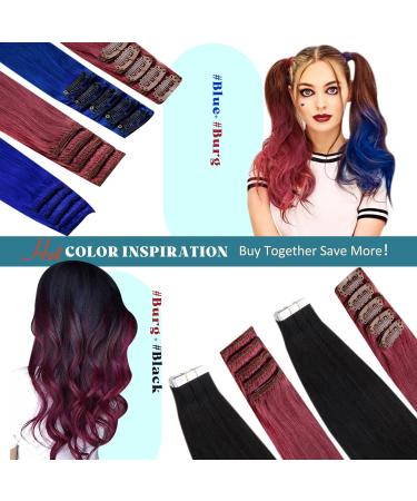 Buy Runature Burgundy Clip In Extensions - 50cm Real Hair 25g Remy Colorful Castle Smooth Finish Premium Quality Hair Extensions - Buy Online on GoSupps.com