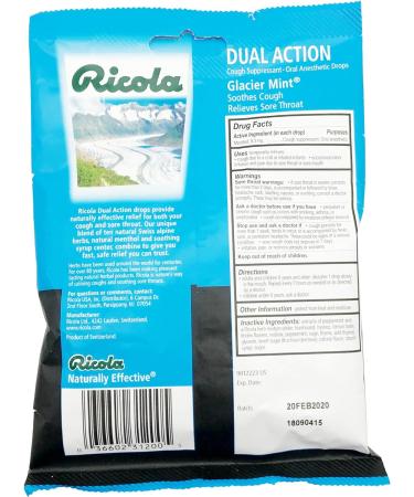 Ricola Extra Strength Glacier Mint Cough Suppressant Drops - 19 Drops - Buy Online on GoSupps.com