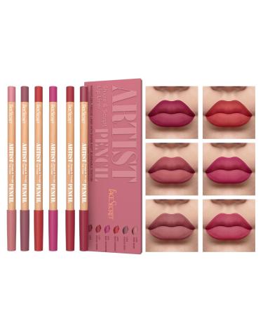 Coffret de 6 crayons l vres - Crayon contour des l vres mat nude rouge l vres waterproof longue tenue crayon contour des l vres anti-bavures (# 03)