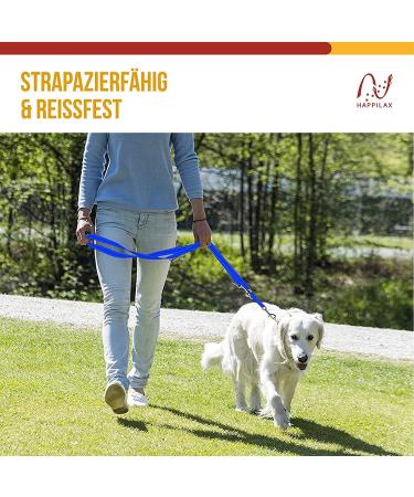 Happilax Adjustable Dog Leash - Blue & Reflective - 3-Stage for Large & Small Dogs - Durable Double Linen Drag Line - Buy Online on GoSupps.com