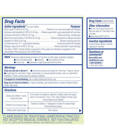 Buy Boiron AllergyCalm Tablets - 240 Count | Relief from Allergies & Hay Fever - Sneezing Runny Nose Itchy Eyes | Bundle Pack of 4 (60ct Boxes) - International Shipping Available - Buy Online on GoSupps.com