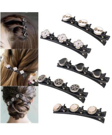 Hair clip with 3 clips 5 pieces braided hair clip Kolibri hair clip with crystal flower for women women girl fashionable double layer mini hair clip duck beak classic