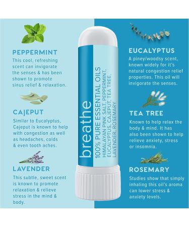 MOXE Breathe Himalayan Salt Inhaler - Clear Congestion, Boost Focus, Improve Breathing | Peppermint, Lavender, Tea Tree Essential Oils | Natural Aromatherapy | 3 Pack - Buy Online on GoSupps.com