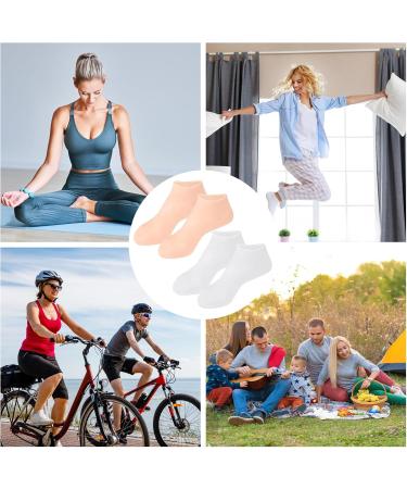 Silicone Moisturizing Socks Women Foot Spa Pedicure Silicone Socks Foot Mask Exfoliating Beach Protective Gel Socks Anti Slip Aloe Socks for Dry Cracked Feet Calluses Foot Care (White+Skin Color) - Buy Online on GoSupps.com