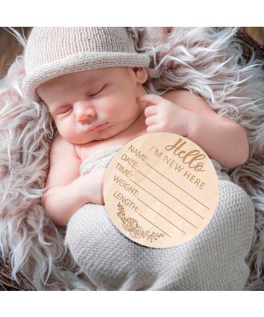 Ouligay Milestone Cards for Babies | Wooden Birth Announcement & Hello World Signs - Perfect for Hospital Photo Props - Buy Online on GoSupps.com